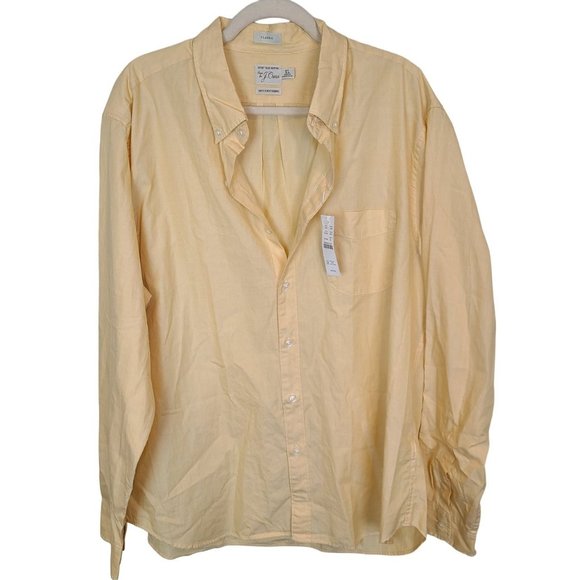 Crew Mens XL Yellow Button Down Secret Wash Cotton Poplin Shirt